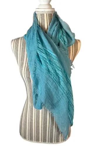 Blue Fringe Long Winter Stylish Scarf Women Sz 90X26