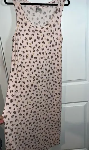 Nottibianche Sleep Gown Dress in Pale Pink Light Brown Cheetah Print Size Medium