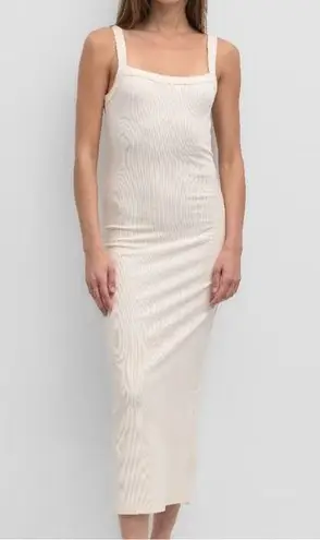 Mod Ref NWT Cream Bodycon Midi Dress with Square Neckline