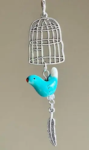 Handmade aesthetic Kawaii fairy vintage antique style birdcage & porcelain bird phone strap/bag charm/keychain/display/car accessory🕊🍃💓