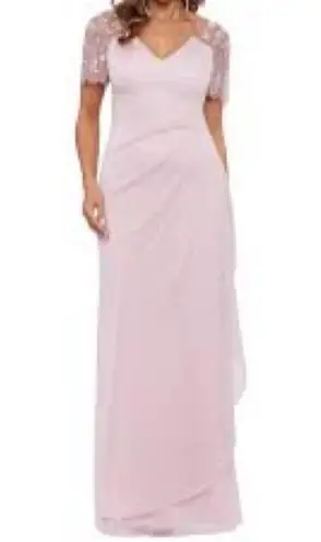 XScape Asymmetrical Purple Pink Gown V-Neck Sleeveless