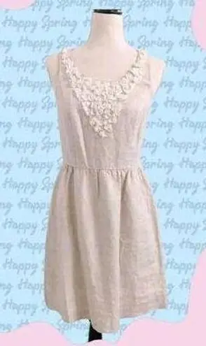 Kensie  linen combo sheath lined dress Floral Trim size Med new with tag NWT$119