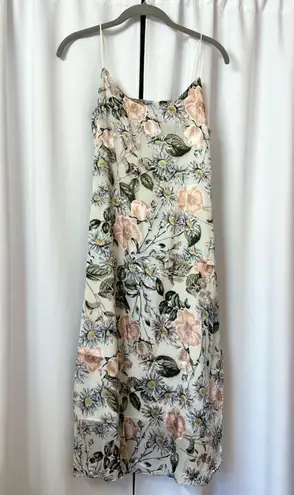 New Summer Floral Print Satin Barbie Sleeveless Midi Dress Size Medium Multi