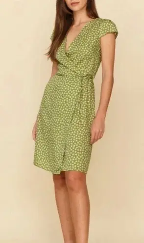 Reformation  Zena Printed Side Tie Dress in Jessie Floral Green and White