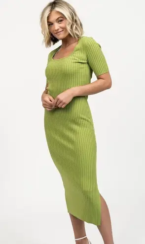 Rachel Parcell Green Ribbed Knit Midi Dress