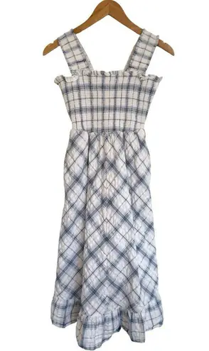 Eliza J Bodice Blue and White Plaid Gingham Midi Dress Sundress Tea Dress 4