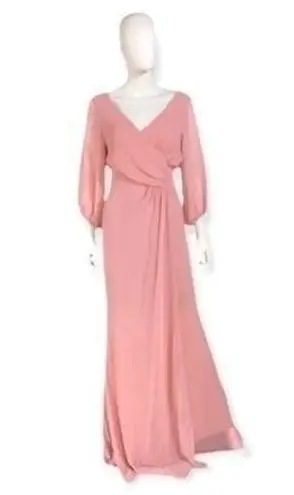 Miss Cristina light pink draped wrap bodice gown maxi dress V