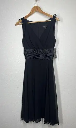 Connected Apparel Black Chiffon Satin Dress Size 8 Vintage Y2K Fits Small