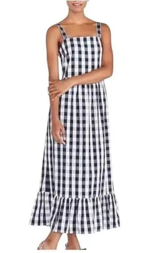 J.Crew Blue White Buffalo Gingham Check Midi Dress Size S Nautical Resort Rush
