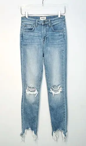 L'Agence High Line High Rise Skinny Desert Light Destressed Denim Jeans Size 25