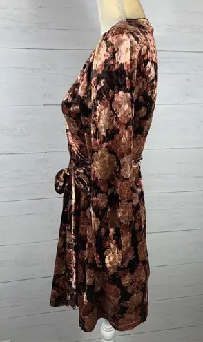 Coco + Jaimeson Surplice V-Neck 3/4 Sleeve Floral Velvet Faux-Wrap Minidress S