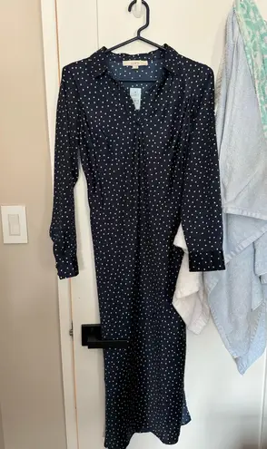 Loft  long sleeve polka dot dress