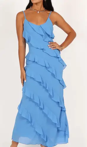 Petal and Pup CIAO RUFFLES MAXI DRESS Blue Size M