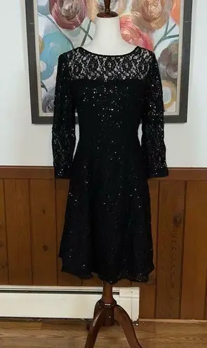 Slny Elegant Black Sequin Lace Dress!