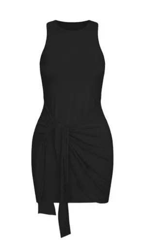 Halara NEW  Round Neck Sleeveless Tie Front Bodycon Mini Casual Black Dress XS