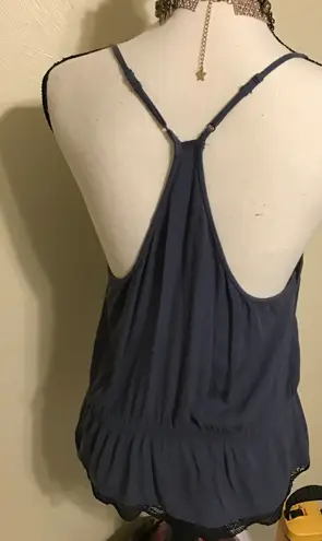 American Eagle Blue Lace Peplum Tank Top