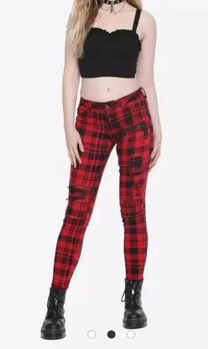 Blackheart Hot Topic Red & Black Plaid Super Skinny Pants