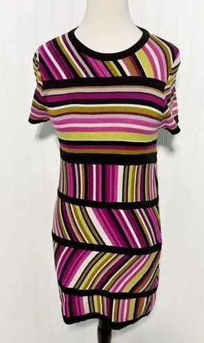 Missoni for Target Stripes Crew Neck Knitted Mini Dress Pink Black Size Medium