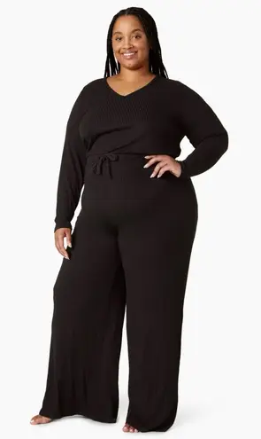 Beyond Yoga Plus So Chic Black Ribbed Drawstring Waist Jumpsuit