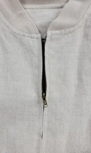 Richard Malcolm Womens Bomber Jacket Size S Cream Linen Zip Up Utility Cargo