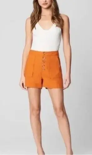 BLANK NYC  Linen Blend High Rise Orange Shorts Size 31 In Firecracker NEW - Image 4