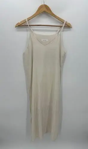Tree Way Slip Dress Cream Tank Maxi Slit Lightweight Made in Korea Women Medium