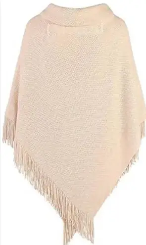 New York And Company Cream Beige Poncho With Tassels Womens One Size Size undefined