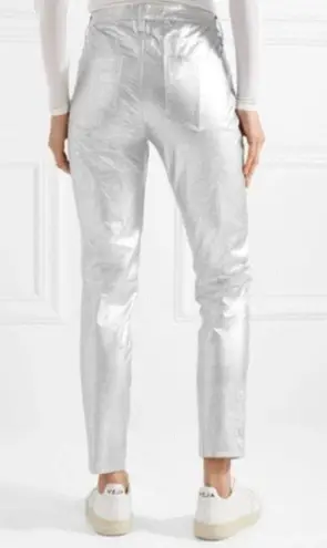 Rag and Bone  Leather Pants 23 NWT Silver Metallic Contemporary Space Dress Event