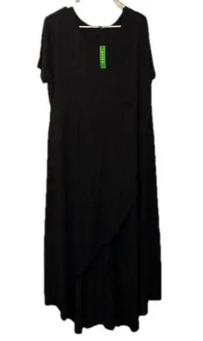 AYIFU Short Sleeve Casual Flowy High Low Maxi Dress Black Women Size XXL