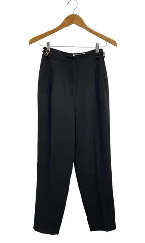VTG 80’s Trouser Pants With Gold Embellished Buckle Detail Black Size 2
