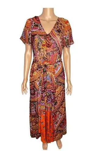 Akemi + Kin Anthropologie Murol Wrapped Boho Maxi Dress size 12