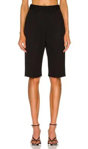 Nili Lotan Ella Pleated Virgin Wool Shorts Black Womens Size 2