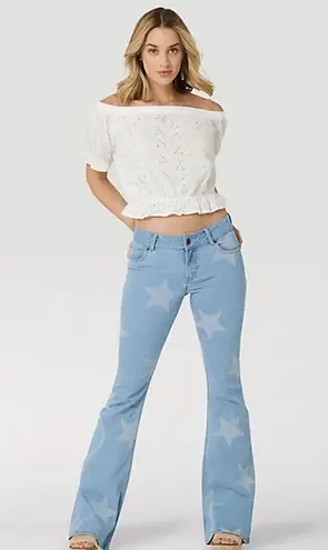 Wrangler NEW WOMEN'S  CROP PEASANT BLOUSE SHIRT WHITE SMALL