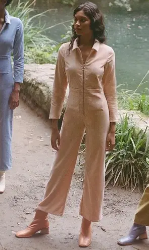 Paloma Wool Paufi Jumpsuit Small Velvet Coverall Utility Boiler One Piece Peach Pink