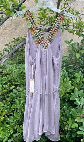 Blush Noir 👗 Beige Dress w/ colorful floral straps. Sz Large NWT!