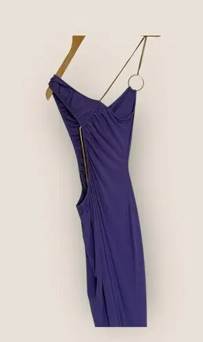 We Wore What WhoWhatWear | Gold & Purple Cutout Ruched Dress | Size L
