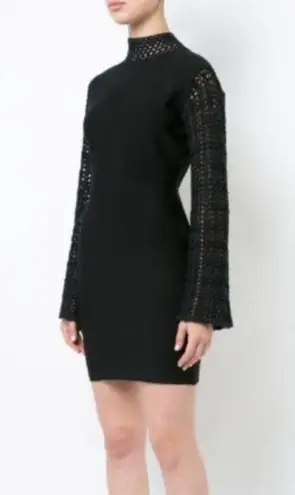 Opening Ceremony Mini Dress M NWT Mod Open Back Crochet Sleeves 70s Thick Knit