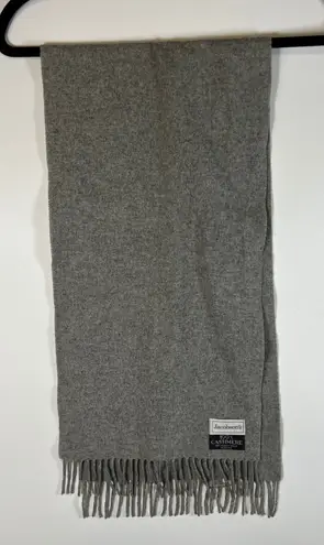Jacobsons 100 Cashmere Scarf Gray Fringe Luxury Soft Warm Winter Accessory
