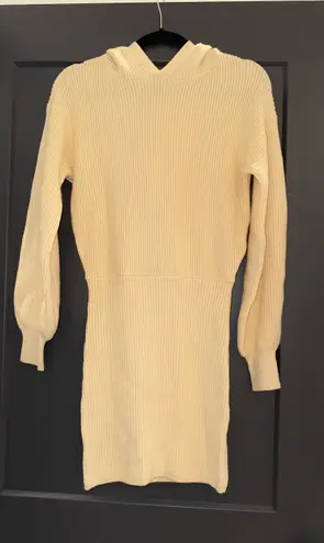 Hooded Sweater Dress Tan