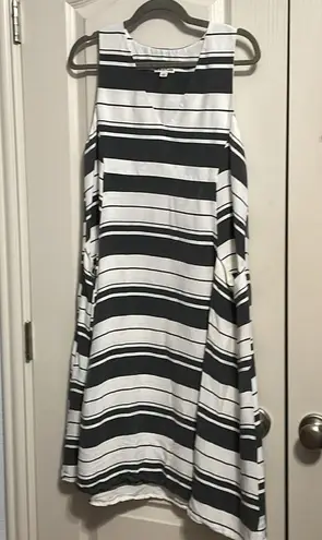 💙💖 WHISTLES Black & White Hayley Stripe Midi Dress Size 12