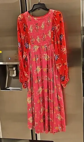 💕SPELL & THE GYPSY💕 Solstice Boho Midi Dress ~ Salsa Rose Large Red