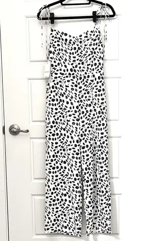 Commense Tie Strap Contrast Print Wide Leg Jumpsuit Size M