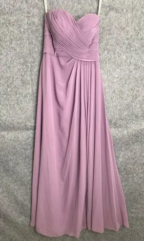 Azazie Lavender Strapless Chiffon Gown Sweetheart Bodice Bridesmaid 4 - 6