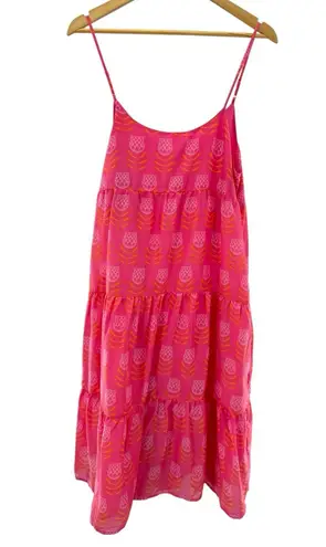 J. Marie Maeve Pink Tulip Flower Print Tiered Midi Dress Women's M NWOT Vacation Size M