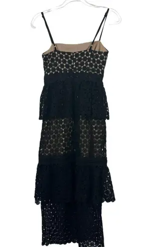 NBD  Dolores Midi Dress in Black Revolve Lace Nude Black Tiered X-Small XS