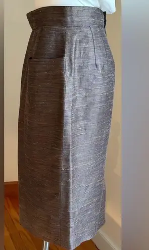 Mary Ann Restivo Vintage Midi Gold Brown Blue Purple Mini Stripes Skirt SZ 12