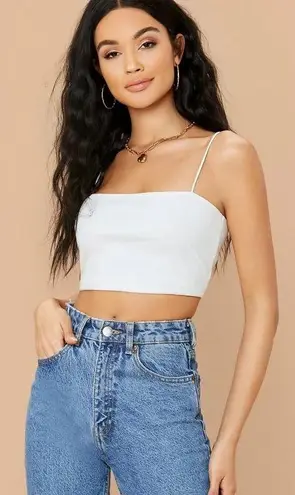 SheIn White Ribbed Cropped Cami Top