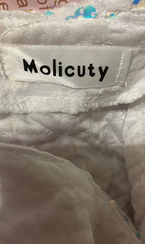 Molicuty Purple Sequins with One thin strap white Body-con dress. Size Small