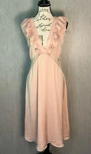 Avec Les Filles Blush Midi Dress with Ruffles Size Large