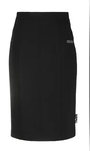 Off-White  black virgin wool tailored pencil skirt logo lettering size 42 / 6 NWT